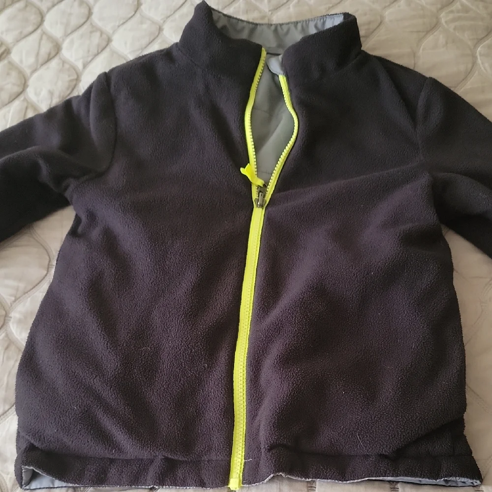 Kids Gray Fleece Lined Reversable Jacket with Neon Accents